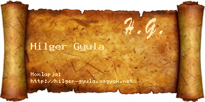 Hilger Gyula névjegykártya